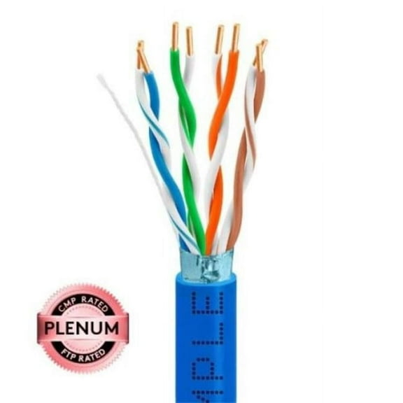WaveNet 4016-N 1000 ft. 350MHz Gigabit Cat5e Bulk FTP Shielded Plenum CMP Solid Bare Copper Network Ethernet Cable, Blue