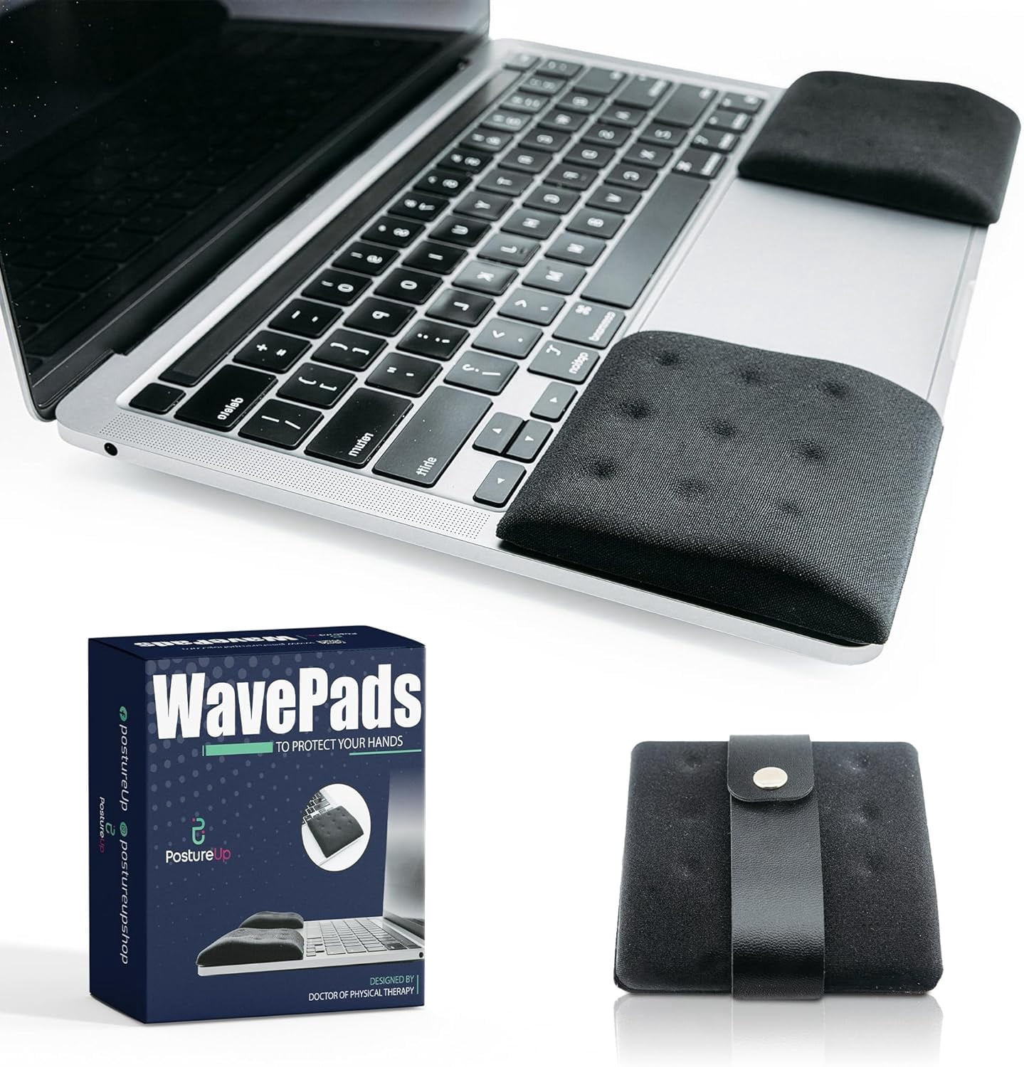 WavePads by – Original Two Pack Adjustable Wrist Rests for Laptop and Keyboard Ergonomic Memory Foam Laptop Wrist Pads for Wrist Pain & Carpal Tunnel Relief, Memory Foam Wrist Support Pad