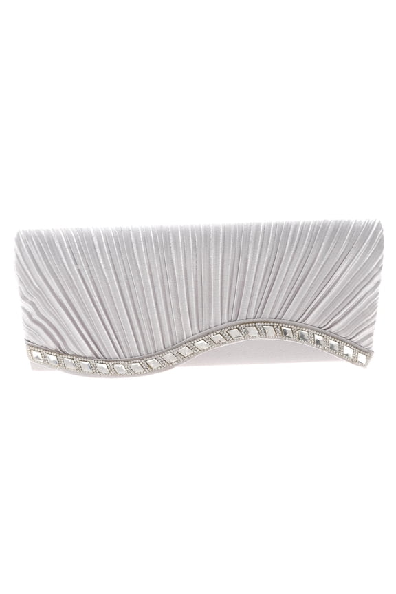 Waved Rhinestone Satin Evening Bag