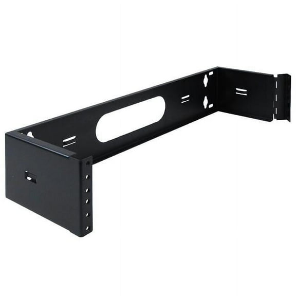 Wavenet 3045-N 6 in. Steel 2U Wall Mount Hinged Bracket or Two Space Swing Out Patch Panel Bracket for 19 in Server Network Data A-V Equipment, Black