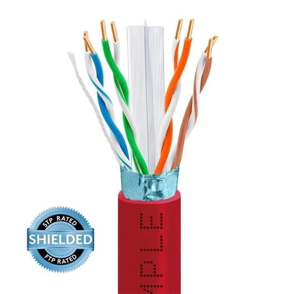 Wavenet 4021-N 1000 ft. Cat6 Riser Shielded Ethernet Cable - CMR, FTP, 23AWG - Red