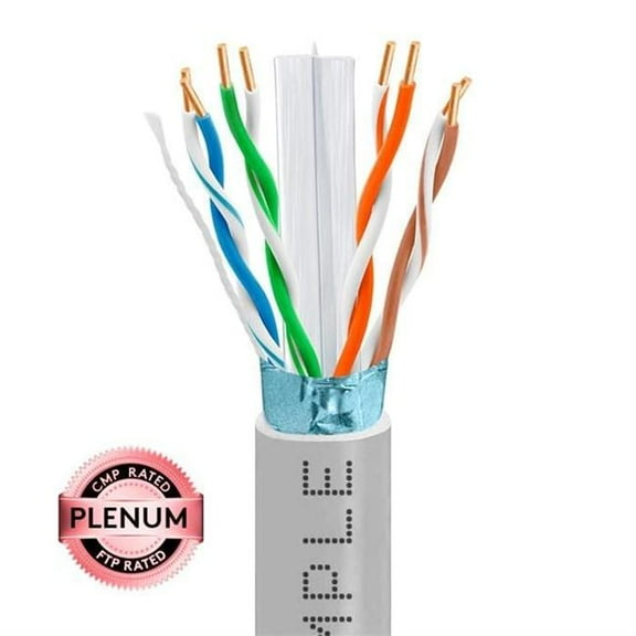 Wavenet 4034-N 1000 ft. Cat6 Shielded Plenum Ethernet Cable - Bare Copper, CMP, FTP & ETL - Gray