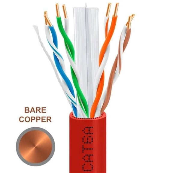 Wavenet 4054-N 1000 ft. Cat6A Riser Ethernet Cable - 10G, CMR, 23AWG & Bare Copper - Red