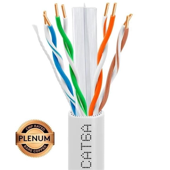 Wavenet 4057-N 1000 ft. Cat6A Plenum Ethernet Cable - CMP, 23AWG & Bare Copper - White