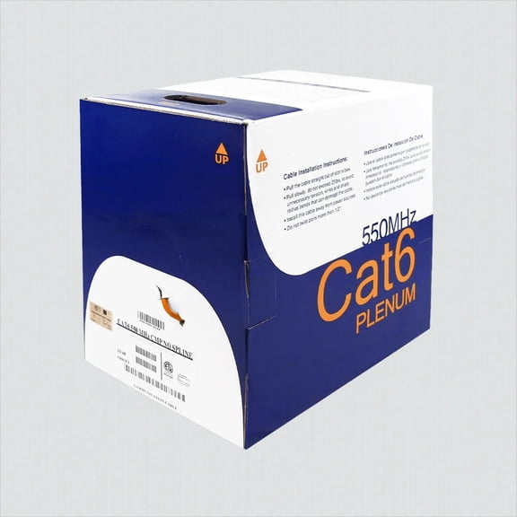 Wavenet Cat6 Plenum Ethernet Cable Orange 23AWG Solid Copper 1000ft CMP 550MHz UTP C6-6E04UPSPLSOR4N-Orange 6E04UPSPLSXX4N