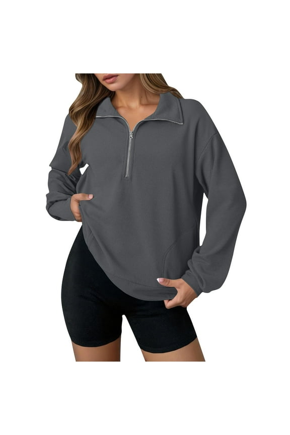 Waverg Sweatshirt for Womens Quarter Zip Long Sleeve Sweaters Shirts Ultra Soft Textured Athletic Stretch Pullover Sweater Blouses Light Warm Sweaters
