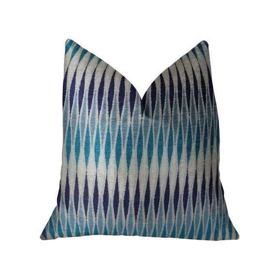 Wavering Blues Navy Blue & White Handmade Luxury Pillow, 12 x 20 in.