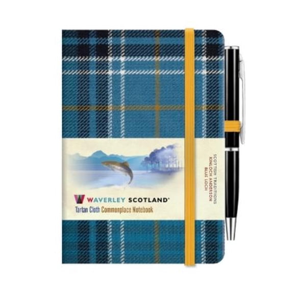 Waverley Scotland Waverley Blue Loch Tartan cloth mini notebook with pen (EUDR) (Hardcover)