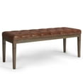 thumbnail image 1 of Waverly 48 inch Wide Traditional Rectangle Tufted Ottoman Bench in Distressed Saddle Brown Faux Leather, 1 of 3