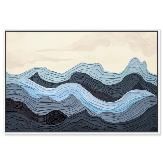 Waverly Blue Abstract Wall Art Canvas Wall Art by Art Remedy, White Floater Frame, 37" x 25"