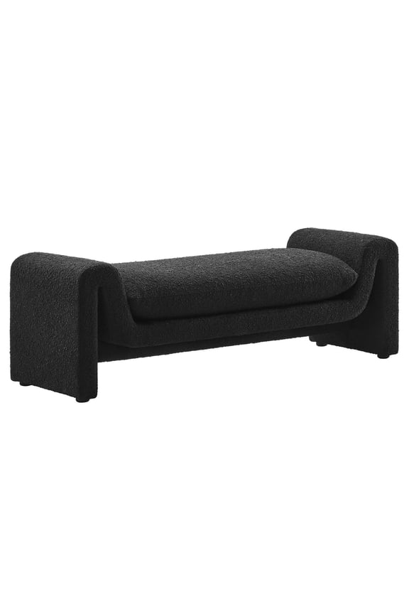 Waverly 17" Upholstered Modern Boucle Fabric Bench in Black