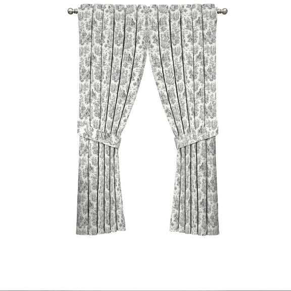 Waverly Charmed Life Toile Tie Back Single Curtain Panel, 52"x 63", Onyx