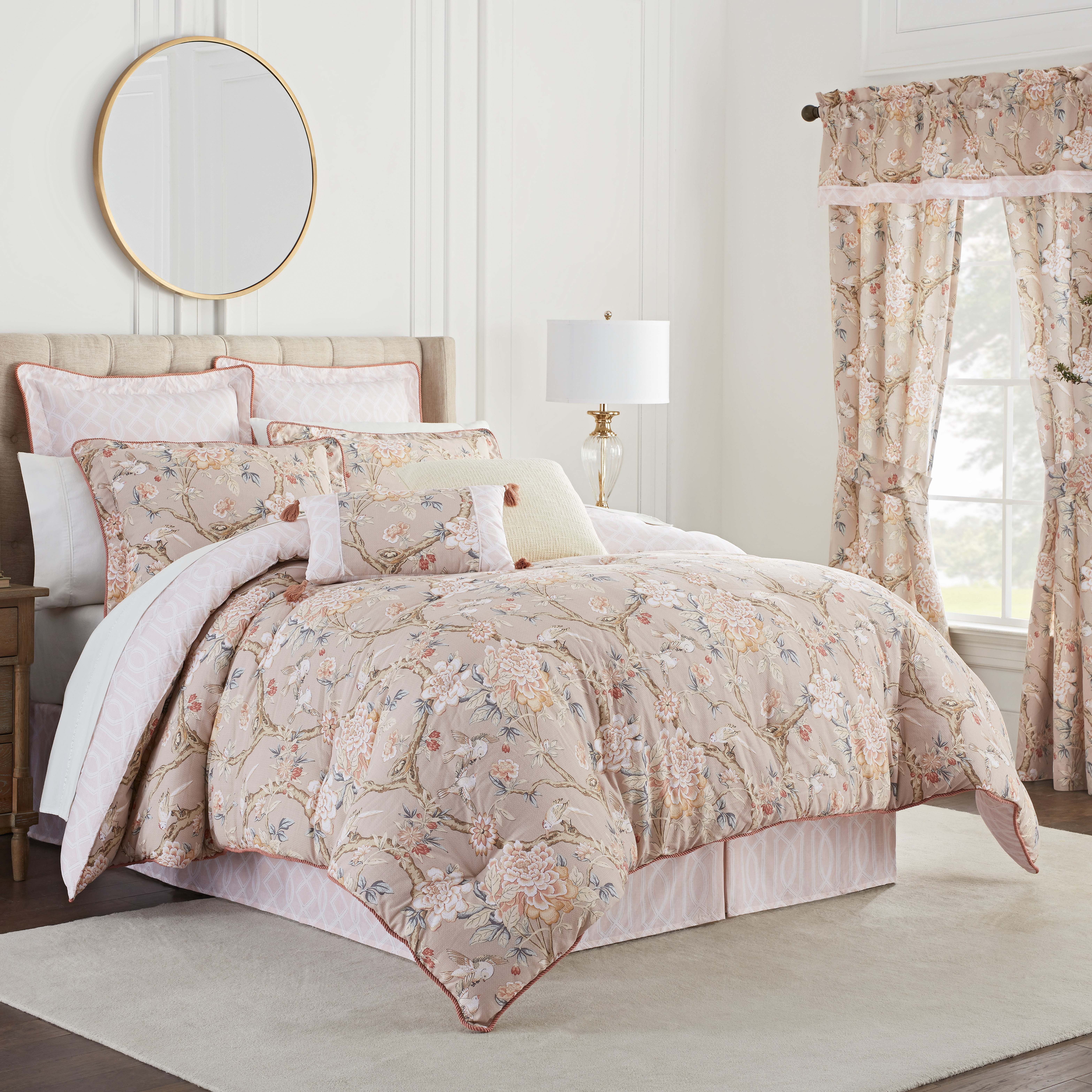 King Pink Cotton Reversible Comforter Set with Trim
