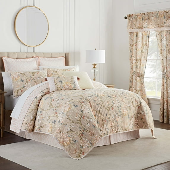 Waverly Floral Cotton Quilt Sets, King, 4-Pieces