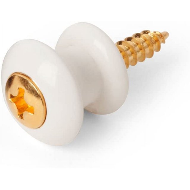 Waverly Guitar Strap Button, White Button, Gold