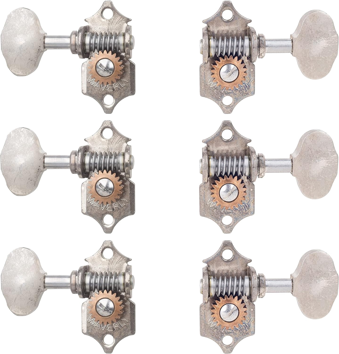 Waverly High Ratio Guitar Tuners With Butterbean Knobs For Solid Pegheads, Relic , 3L/3R (14076