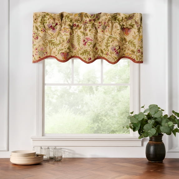 Waverly Imperial Dress Window Curtain Collection – Valance - Antique Design - 80" X 18"
