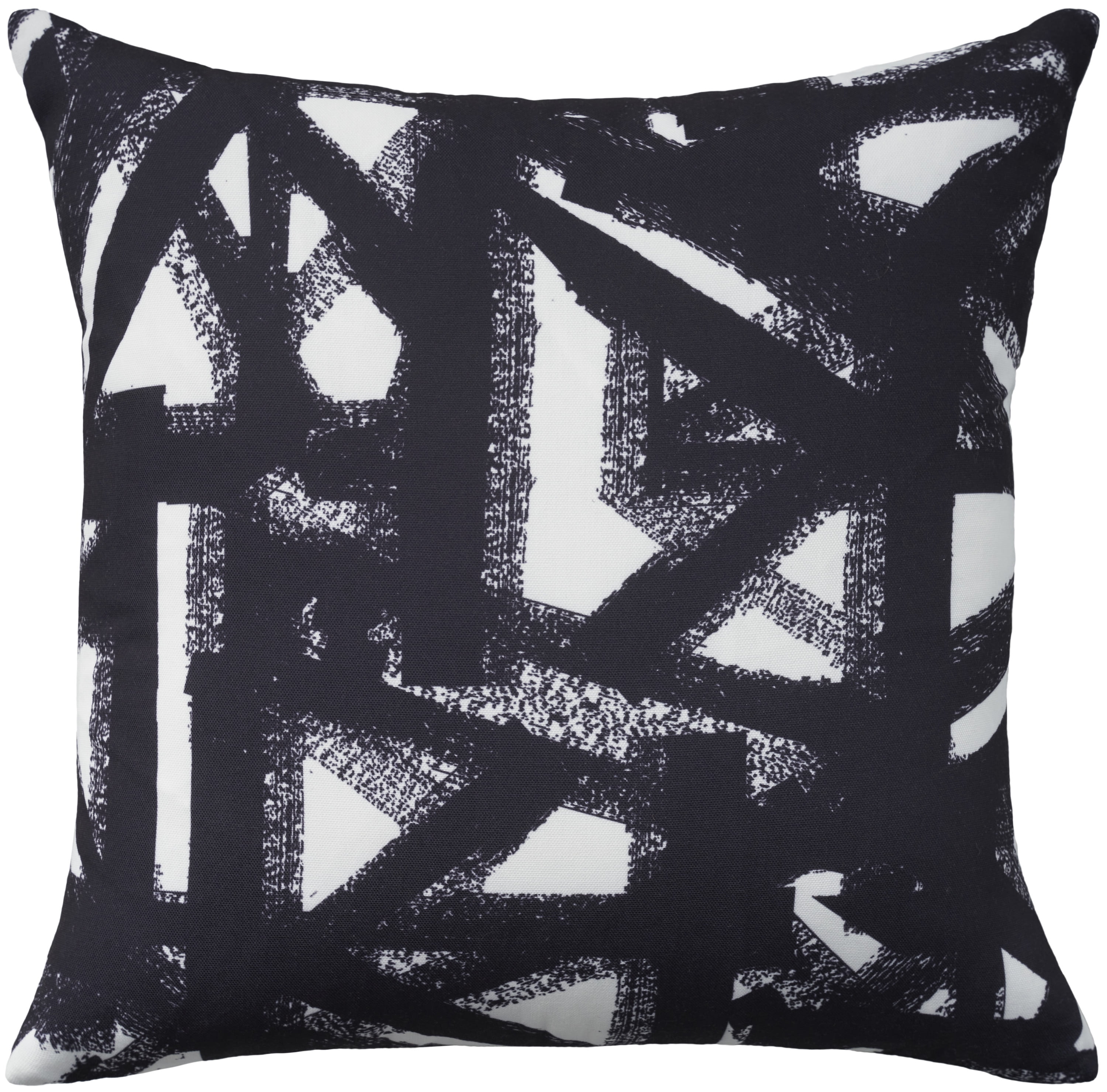 Waverly Brushwork Black and White 18" Square Throw Pillow