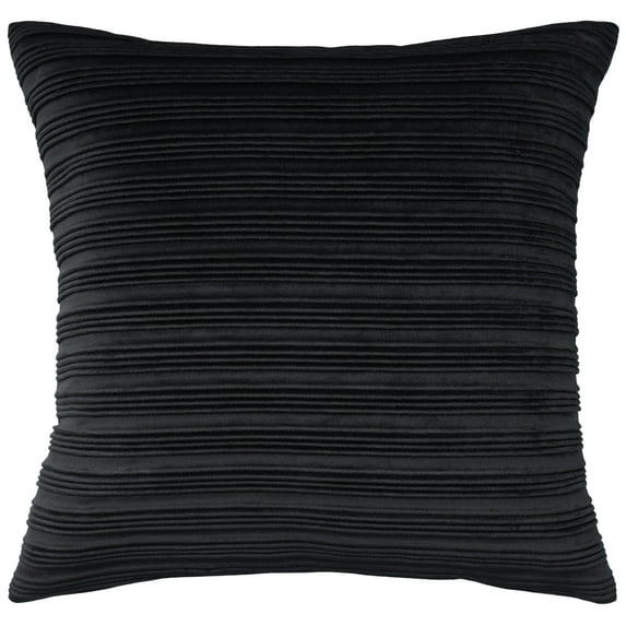 Nourison Indoor Plw Pleated Velvet Black 18" x 18" Throw Pillow