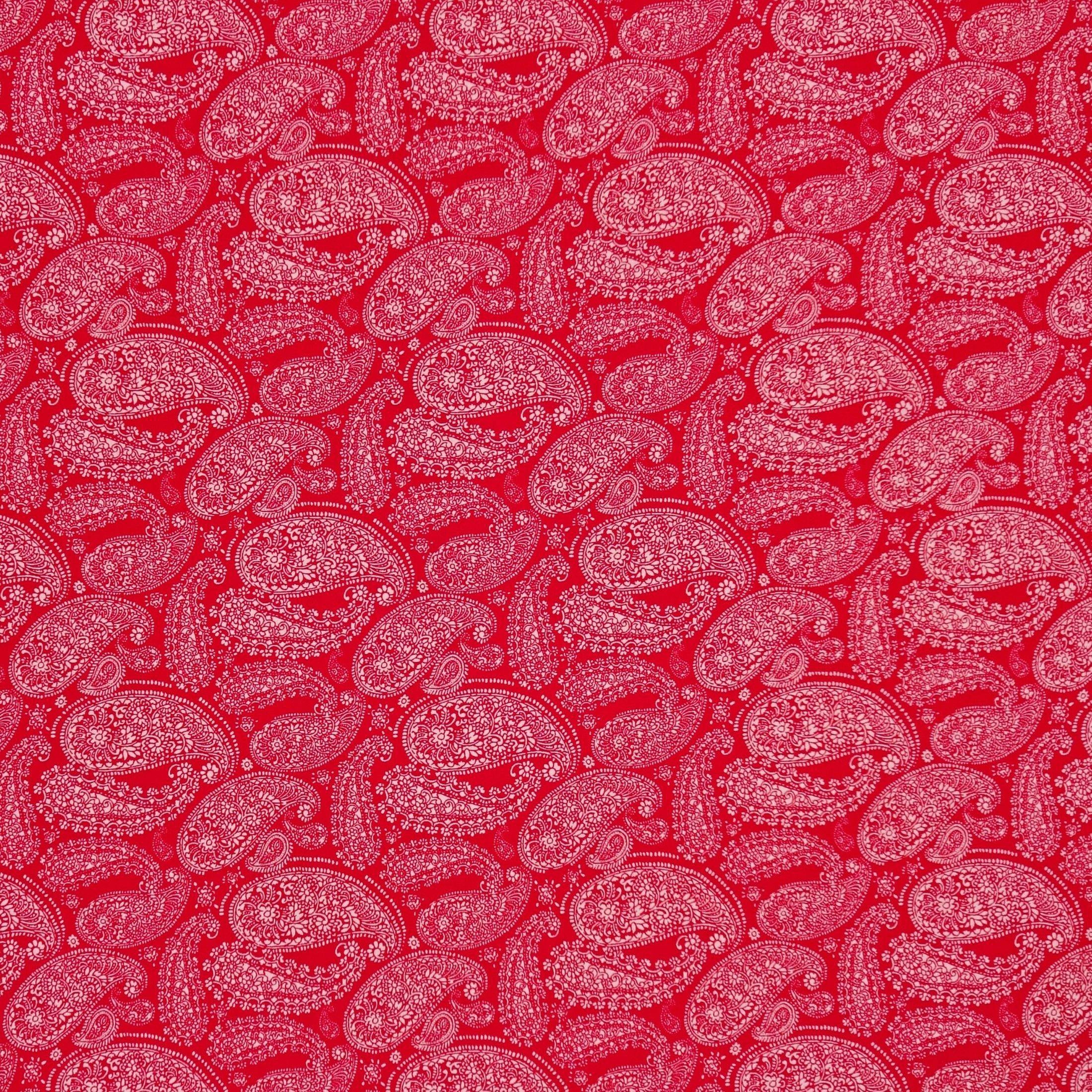 Waverly Inspirations 1 Yard Cut 100% Cotton Bandana Paisley Print Fabric, Poppy Red, 44" Wide for Quilting & Sewing