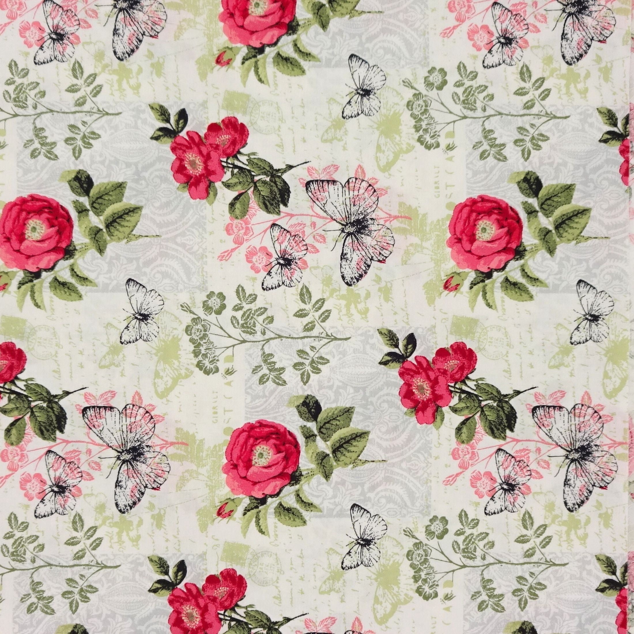 Waverly Inspirations 1 Yard Cut 100% Cotton Rosconv Print Fabric, Poppy Red, 44" Wide for Quilting & Sewing