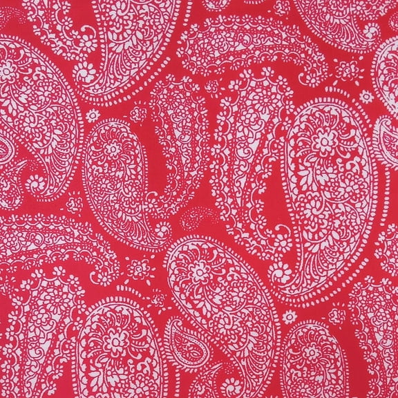 Waverly Inspirations 1 Yard Cut 100% Cotton Bandana Paisley Print Fabric, Poppy Red, 44" Wide for Quilting & Sewing
