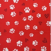 Waverly Inspirations 1 Yard Cut 100% Cotton Paw Love Print Fabric, Poppy, 44" Wide for Quilting & Sewing