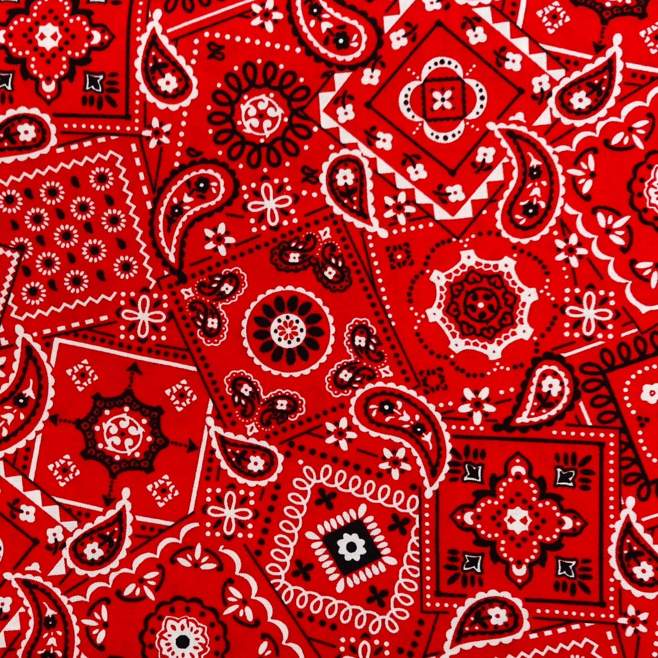 Waverly Inspirations 1 yard Cut 100% Cotton Bandana Print Fabric, Poppy Red, 44" Wide for Quilting & Sewing