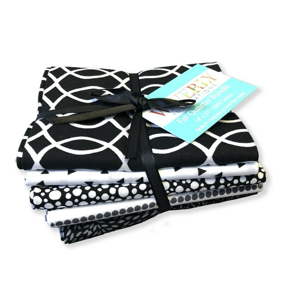 Waverly Inspirations 100% Cotton 18" X 21" Fat Quarter Onyx Fabric Bundles, 5 Pieces
