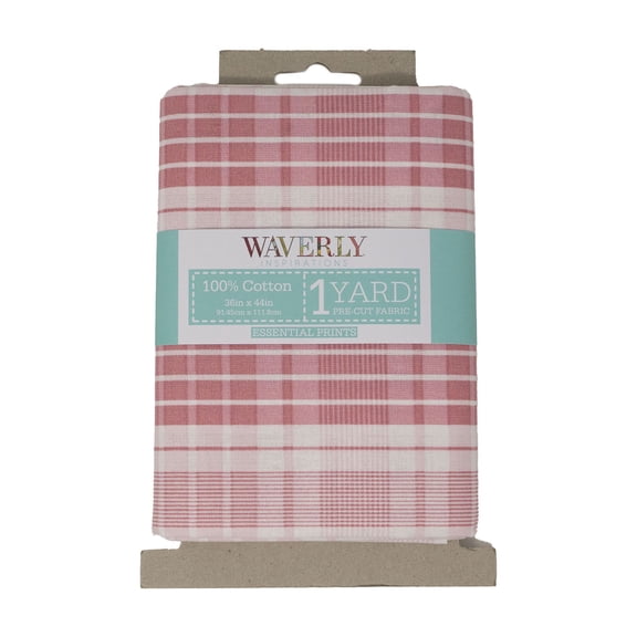 Waverly Inspirations 1 Yard Cut 100% Cotton Prints Fabric, Plaid Tea Rose, 44" Wide for Quilting & Sewing