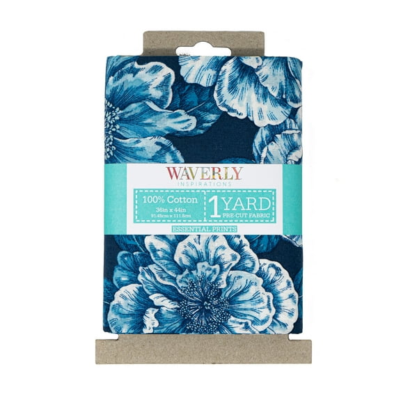 Waverly Inspirations 1 Yard Cut 100% Cotton Prints Fabric, Bridget Navy, 44" Wide for Quilting & Sewing