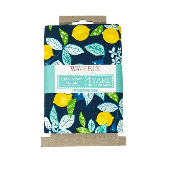 Waverly Inspirations 1 Yard Cut 100% Cotton Prints Fabric, Lmn Lq Ink, 44" Wide for Quilting & Sewing