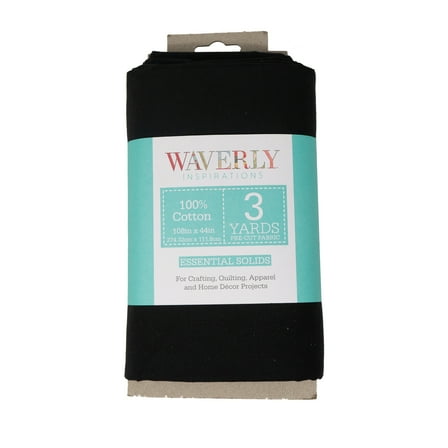 Waverly Inspirations 3 Yard Cut 100% Cotton Solids Fabric, Onyx, 44" Wide for Quilting & Sewing