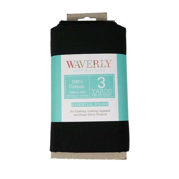 Waverly Inspirations 3 Yard Cut 100% Cotton Solids Fabric, Onyx, 44" Wide for Quilting & Sewing