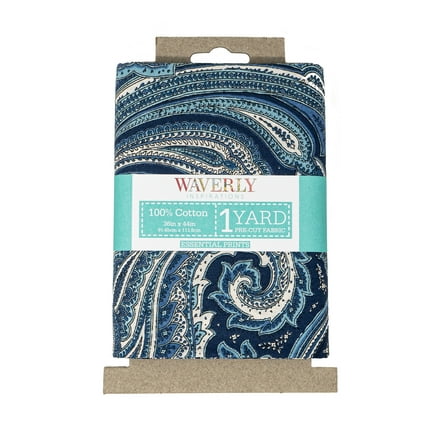 Waverly Inspirations 1 Yard Cut 100% Cotton Prints Fabric, Paisley Navy, 44" Wide for Quilting & Sewing