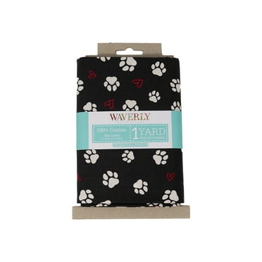 Waverly Inspirations, 100% Cotton, 44 Inch Wide, Sewing & Crafting, Paw Love Onyx, 1 Yard Cut Prints