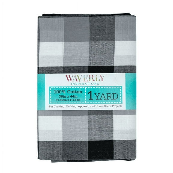Waverly Inspirations 100% Cotton 44" Wide x 1 Yard Pre-cut 1" Gingham Onyx Color Sewing & Crafting Fabric, 1 Each