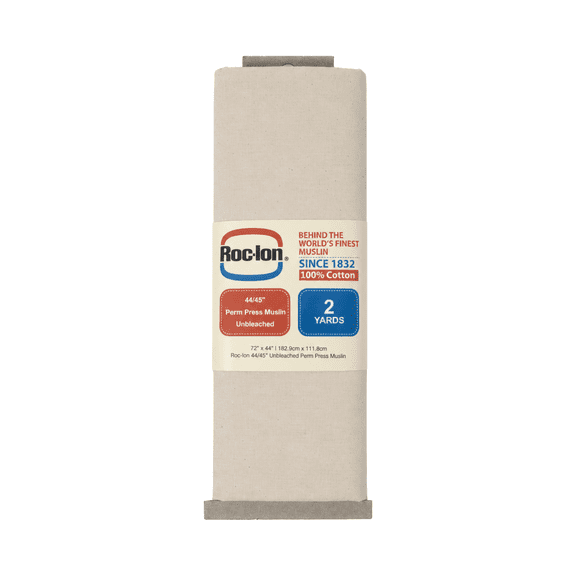 Roc-lon 2 Yard Cut 100% Cotton Natural Muslin Fabric, 44" Wide for Sewing & Crafting