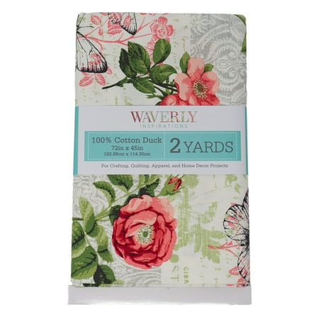 Waverly Inspirations 100% Cotton 45" x 2 Yards Precut Butterfly Rose Sewing & Crafting Fabric, 1 Each