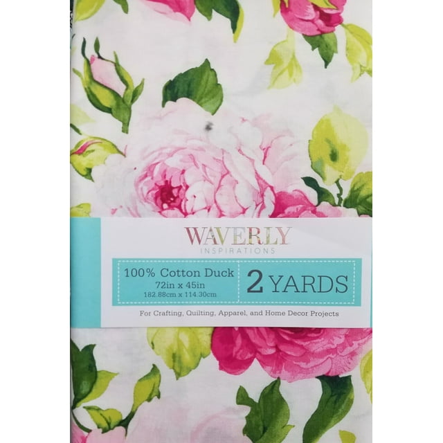 Waverly Inspirations 100% Cotton 45" x 2 Yards Precut Large Floral Pink Print Sewing & Crafting Fabric, 1 Each