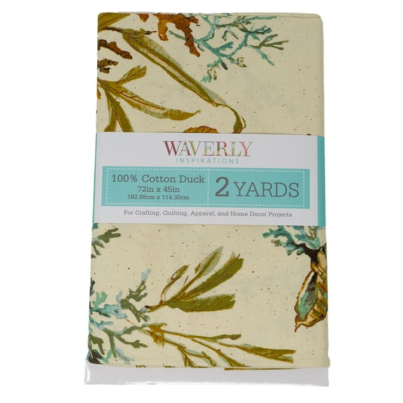Waverly Inspirations 2 Yard Cut 100% Cotton Duck Print Fabric Coral Shell, 45" Wide for Quilting & Sewing