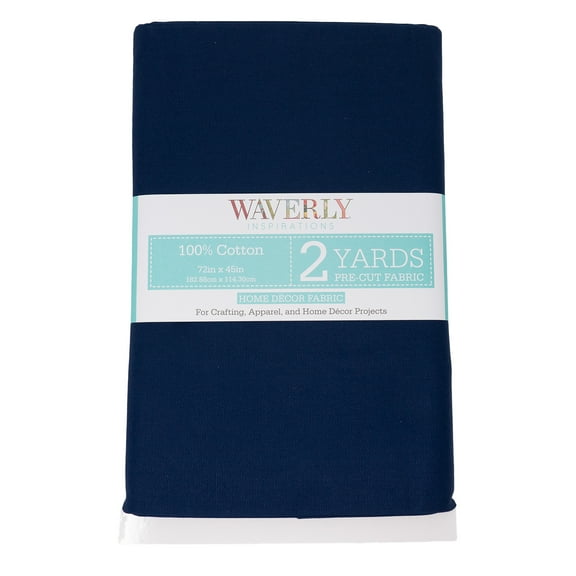 Waverly Inspirations 2 Yard Cut 100% Cotton Duck Solid Fabric Solid Navy, 45" Wide for Quilting & Sewing