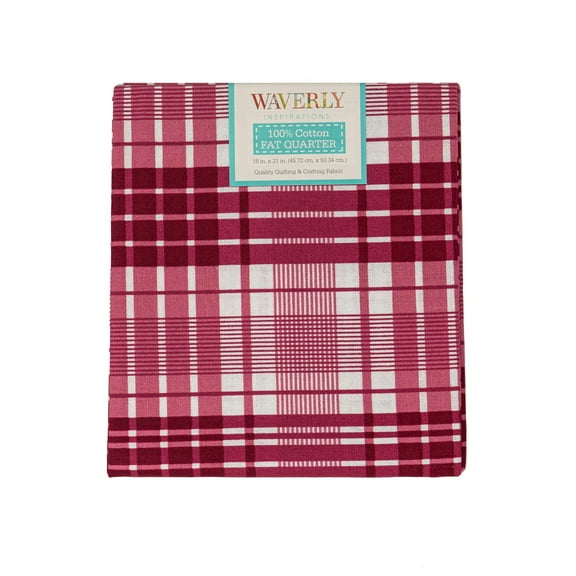 Waverly Inspirations, 100% Cotton, Sewing & Crafting, Plaid Cranberry, Fat Quarter, Prints, 21 x 18