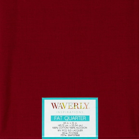 Waverly Inspirations 18" x 21" 100% Cotton Fat Quarter Solid Lacquer Print Quilting & Craft Fabric, 1 Each