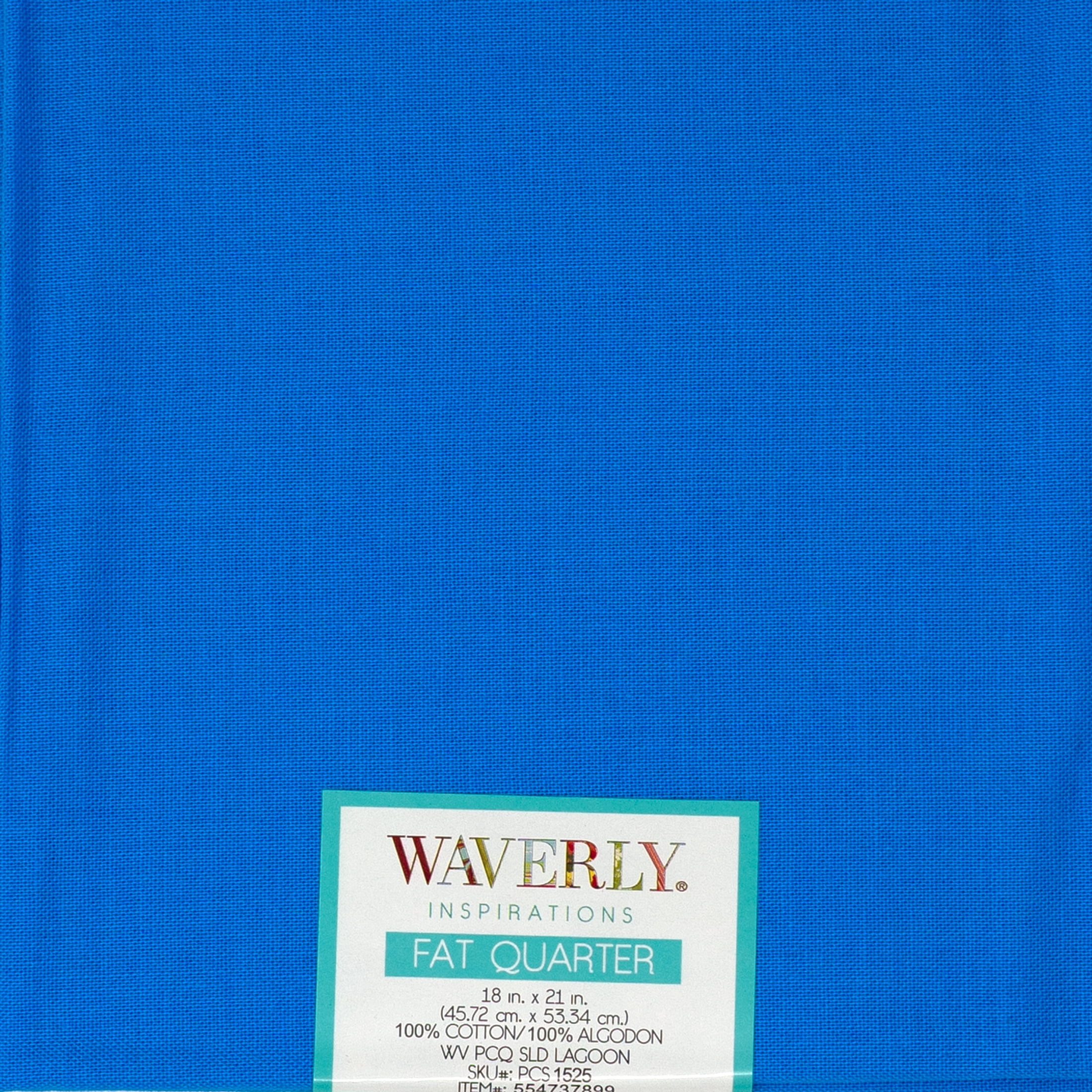 Waverly Inspirations 18" x 21" 100% Cotton Fat Quarter Solid Lagoon Print Quilting & Craft Fabric, 1 Each