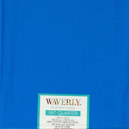 Waverly Inspirations 18" x 21" 100% Cotton Fat Quarter Solid Lagoon Print Quilting & Craft Fabric, 1 Each
