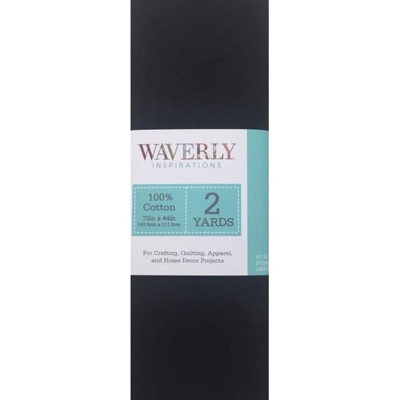 Waverly Inspirations 2 Yard Cut 100% Cotton Solid Fabric Solid Onyx, 44" Wide for Quilting & Sewing