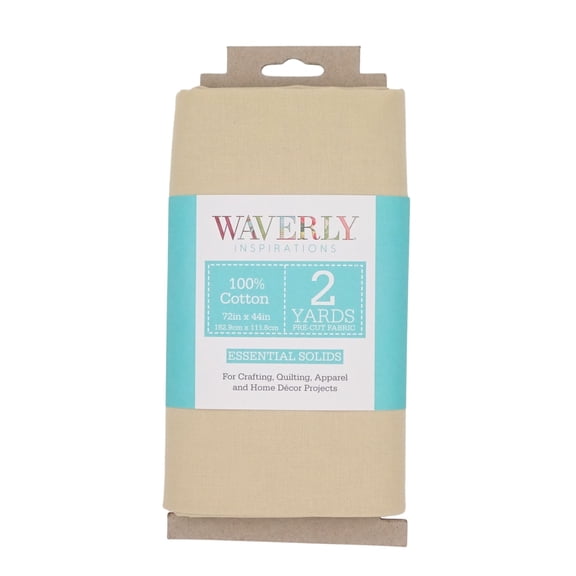 Waverly Inspirations 2 Yard Cut 100% Cotton Solid Fabric, Linen, 44" Wide for Quilting & Sewing