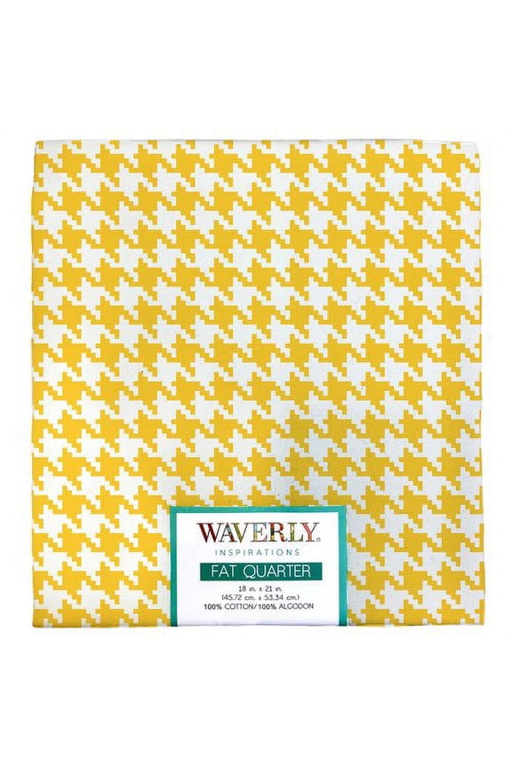 21" x 1 yd 100% Cotton Houndstooth Precut Craft Fabric, Yellow and White