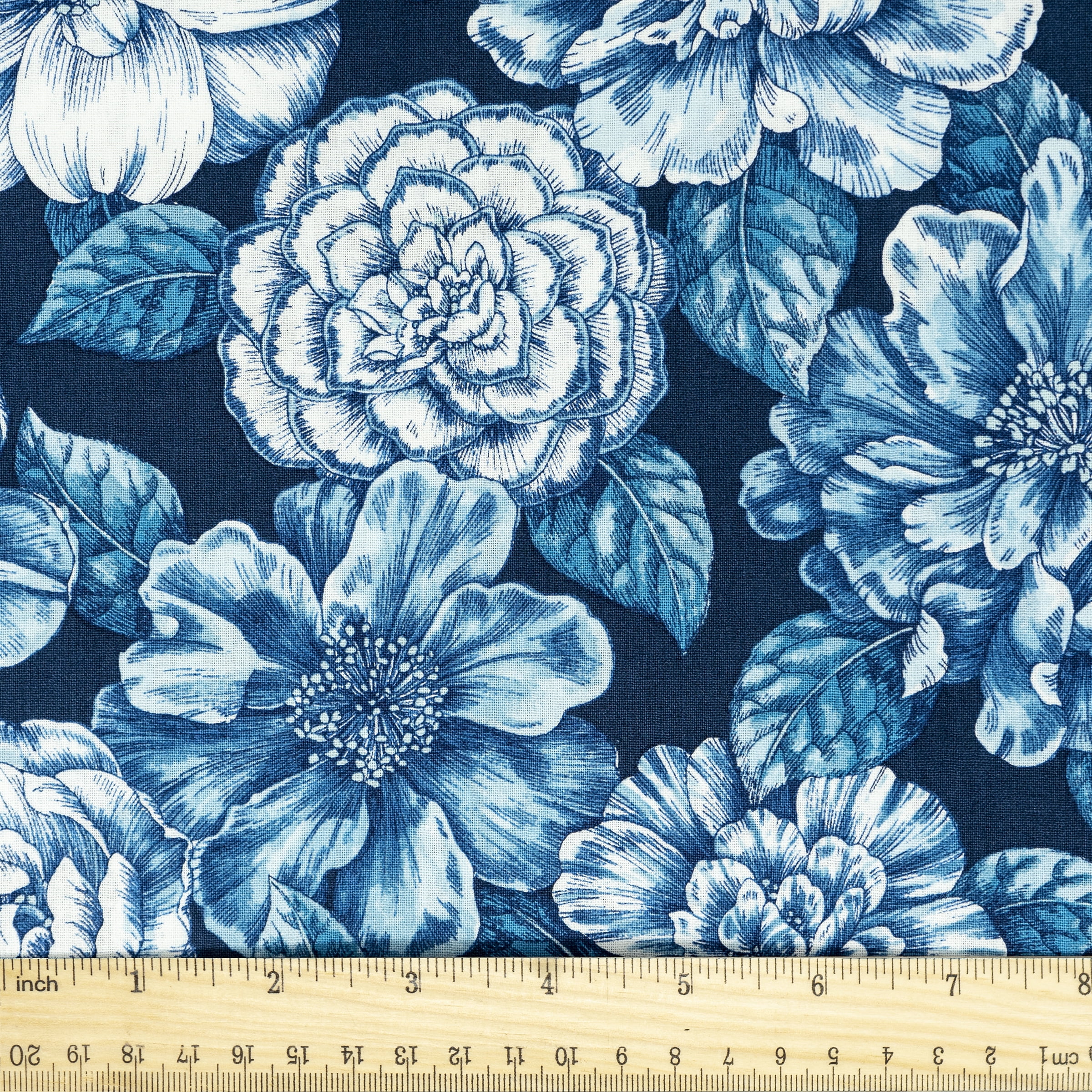 Waverly Inspirations Cotton 44 inch Small Floral Ink Color Sewing Fabric by The Yard, Size: 36 inch x 44 inch